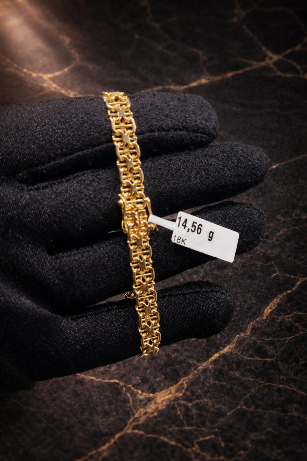 Begagnad X-länk Armband Stav 18K-14,56g