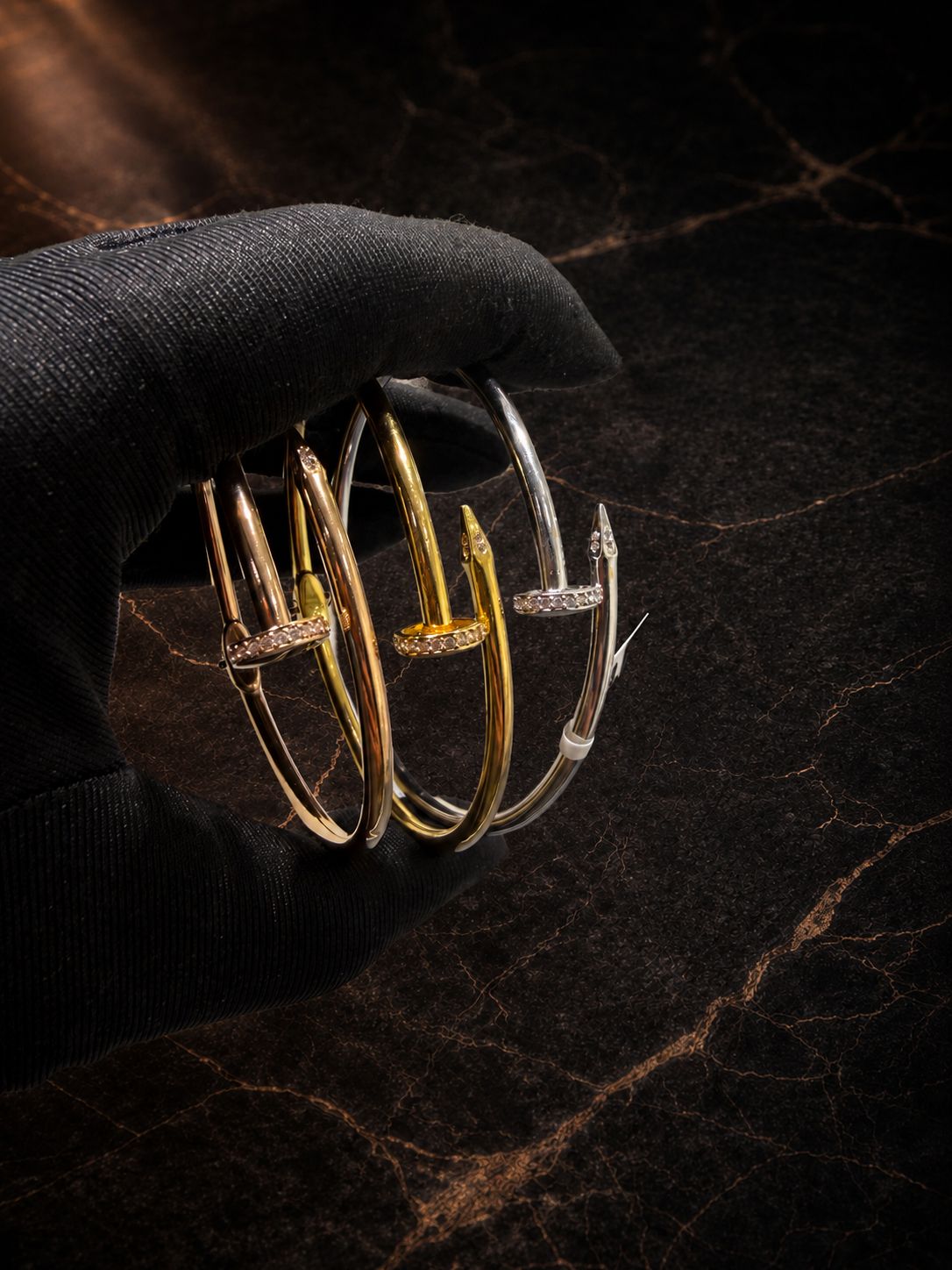 Begagnad Armring – 21K - tre färger - 3st. - 27,33g