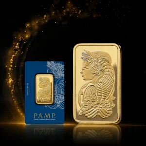 PAMP Fortuna 1 oz guldtacka med originalförpackning